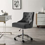 Tufted button swivel upholstered fabric office chair in gray main photo