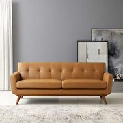 Top-grain leather living room lounge sofa in tan main photo
