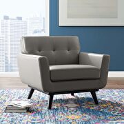 Top-grain leather living room lounge accent armchair in gray main photo