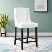 Baronet L (White) Tufted button faux leather counter stool in white