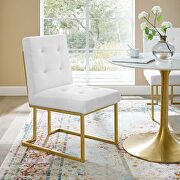 Privy G (White) Gold stainless steel upholstered fabric dining accent chair in gold white
