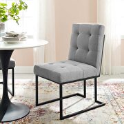 Privy (Light Gray) Black stainless steel upholstered fabric dining chair in black light gray