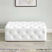 Amour 48 L Tufted button entryway faux leather bench in white