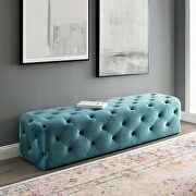 Amour 72 (Sea Blue) Tufted button entryway performance velvet bench in sea blue
