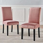 Performance velvet dining side chairs - set of 2 in dusty rose main photo