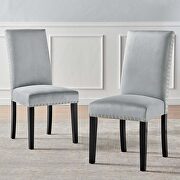 Parcel V (Light Gray) Performance velvet dining side chairs - set of 2 in light gray