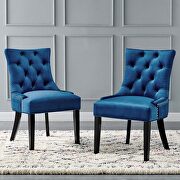 Tufted performance velvet dining side chairs - set of 2 in navy main photo
