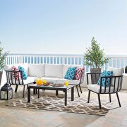 6 piece outdoor patio aluminum set in gray/ white