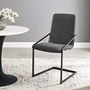 Upholstered fabric dining armchair in black charcoal main photo