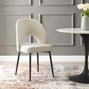 Upholstered fabric dining side chair in black beige