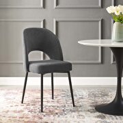 Upholstered fabric dining side chair in black charcoal