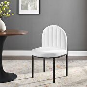 Channel tufted upholstered fabric dining side chair in black white main photo