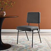 Craft (Charcoal) Upholstered fabric dining side chair in black charcoal
