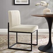 Channel tufted sled base upholstered fabric dining chair in black beige main photo