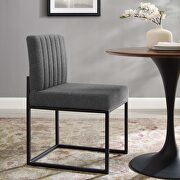 Carriage (Charcoal) Channel tufted sled base upholstered fabric dining chair in black charcoal