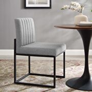 Channel tufted sled base upholstered fabric dining chair in black light gray main photo