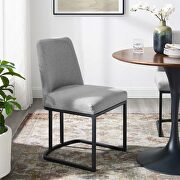 Sled base upholstered fabric dining side chair in black light gray main photo