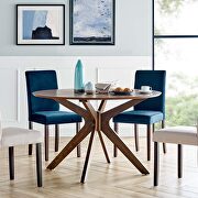 Round wood dining table in walnut main photo