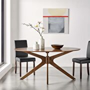 Oval wood dining table in walnut main photo