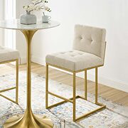 Gold stainless steel upholstered fabric counter stool in gold beige main photo
