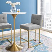 Gold stainless steel upholstered fabric counter stool in gold light gray main photo