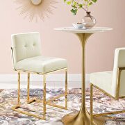 Gold stainless steel performance velvet counter stool in gold ivory main photo