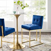 Gold stainless steel performance velvet counter stool in gold navy main photo