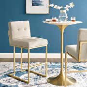 Privy B (Gold Beige) Gold stainless steel upholstered fabric bar stool in gold beige