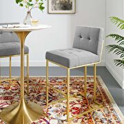 Privy B (Gold Light Gray) Gold stainless steel upholstered fabric bar stool in gold light gray