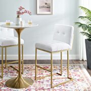 Privy B (Gold White) Gold stainless steel upholstered fabric bar stool in gold white