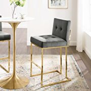 Privy B (Gold Charcoal) II Gold stainless steel performance velvet bar stool in gold charcoal