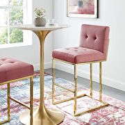 Privy B (Gold Rose) II Gold stainless steel performance velvet bar stool in gold dusty rose