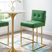 Privy B (Gold Emerald) II Gold stainless steel performance velvet bar stool in gold emerald