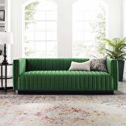 Channel tufted velvet sofa in emerald main photo