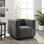 Conjure (Gray) Channel tufted velvet chair in gray