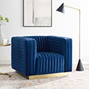Channel tufted performance velvet accent armchair in navy