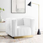 Channel tufted performance velvet accent armchair in white