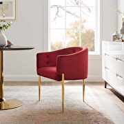 Tufted performance velvet accent chair in maroon main photo