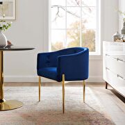 Tufted performance velvet accent chair in navy main photo