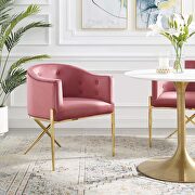 Tufted performance velvet accent dining armchair in dusty rose main photo