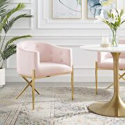 Tufted performance velvet accent dining armchair in pink main photo