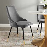 Tufted performance velvet dining side chair in gray