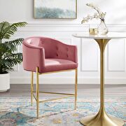 Savour C (Dusty Rose) Tufted counter stool in dusty rose