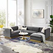 3 piece performance velvet sectional sofa set in gray