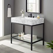 Stainless steel bathroom vanity in black and white main photo
