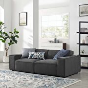 Low-profile charcoal fabric 2pcs modular sectional sofa main photo