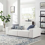 Low-profile white fabric 2pcs modular sectional sofa main photo