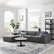 Restore 4 (Charcoal) Modular low-profile charcoal fabric 4pcs sectional sofa