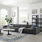 Low-profile charcoal finish fabric 4pcs modular sectional sofa main photo