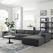 Restore 5B (Charcoal) Modular low-profile charcoal fabric 5pcs sectional sofa
